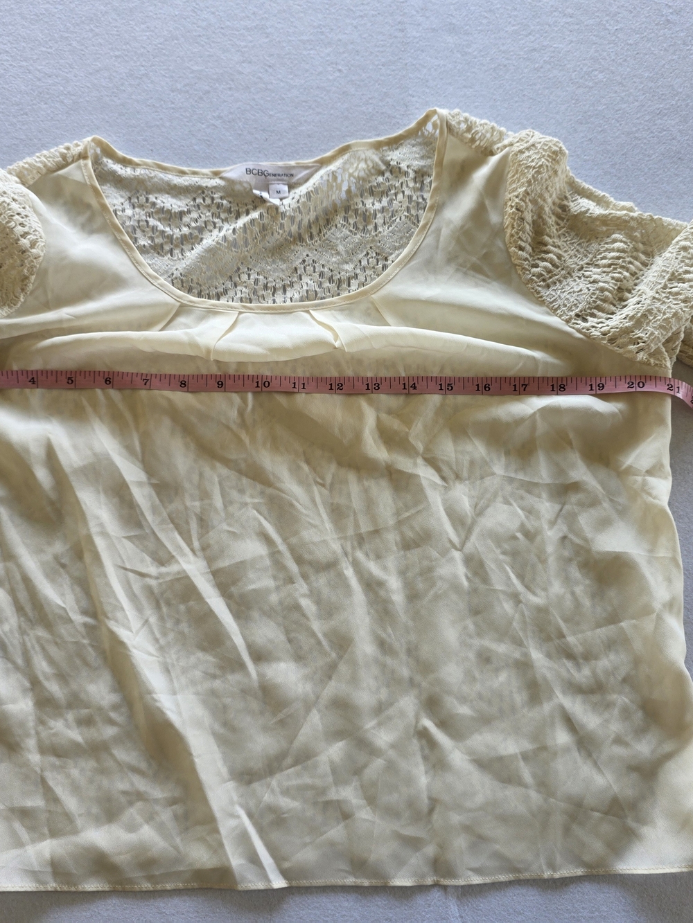 Cottagecore Fairy Vibes BCBGeneration Ivory Crochet Sleeve & Back Blouse - Picture 5 of 11